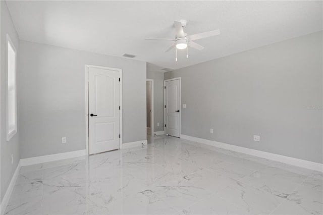 unfurnished bedroom with ceiling fan