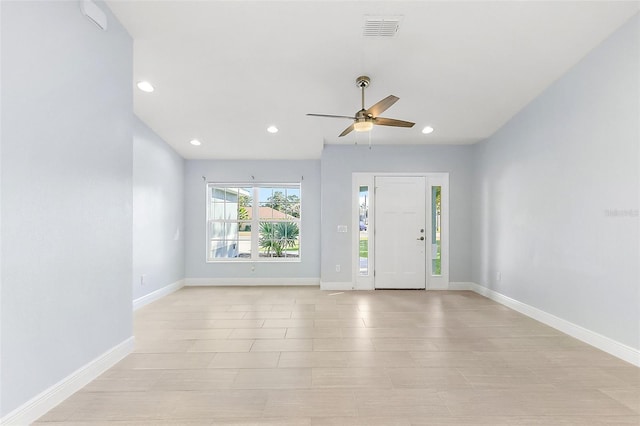 entryway with ceiling fan