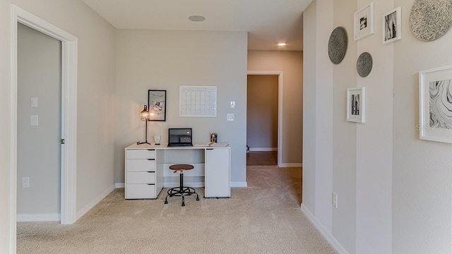 view of carpeted office space