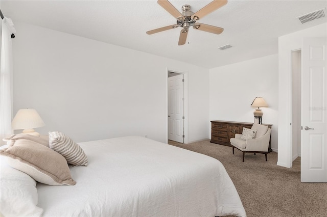 bedroom with carpet and ceiling fan