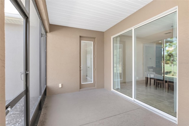 view of unfurnished sunroom