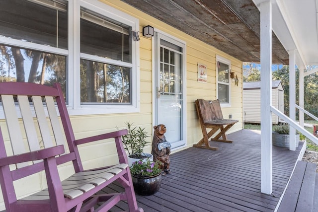 deck featuring covered porch