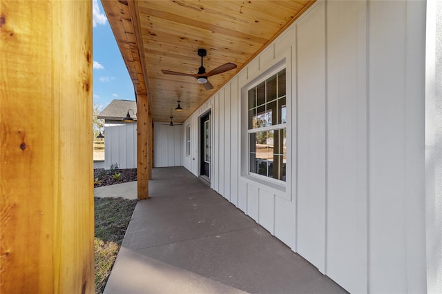 view of patio / terrace featuring ceiling fan