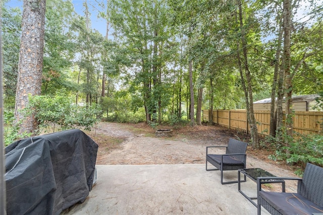 view of patio / terrace featuring a grill