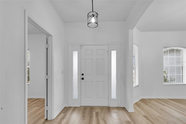 entryway with light wood-type flooring