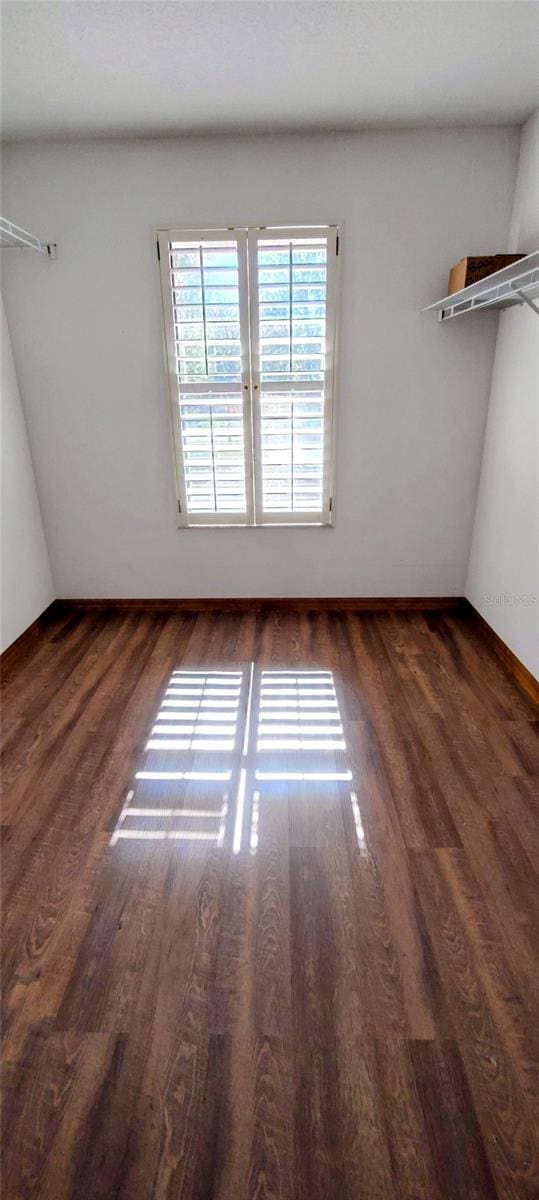 spare room featuring dark hardwood / wood-style flooring