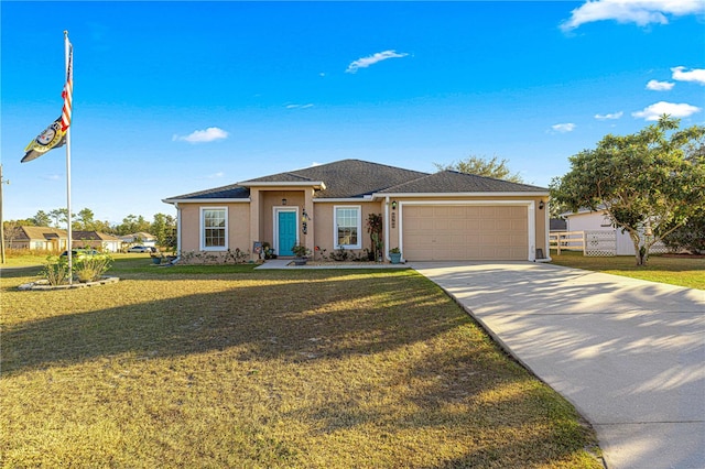 view of front facade featuring a garage and a front yard