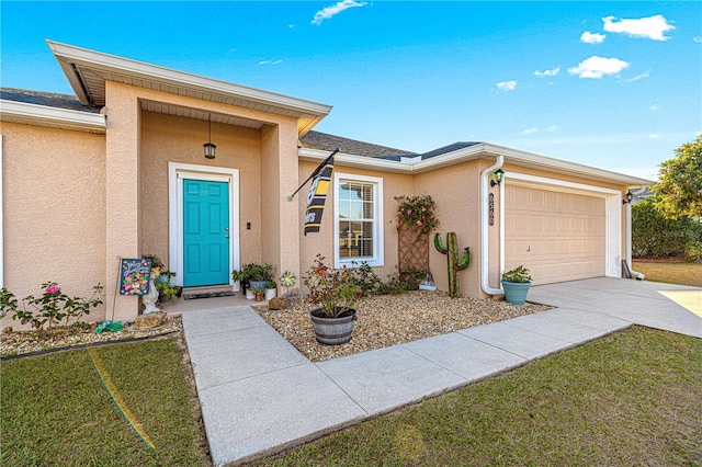 property entrance featuring a garage