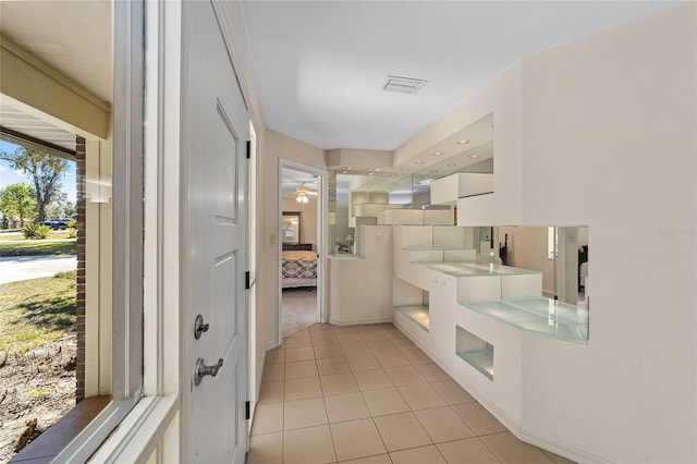 bathroom with tile patterned flooring