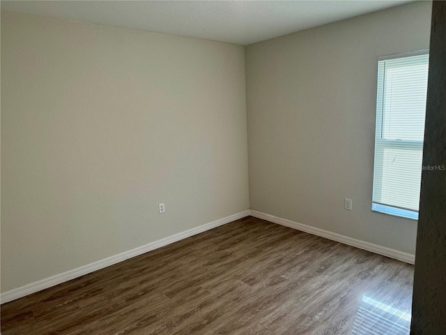 spare room featuring wood-type flooring