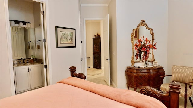 bedroom featuring crown molding