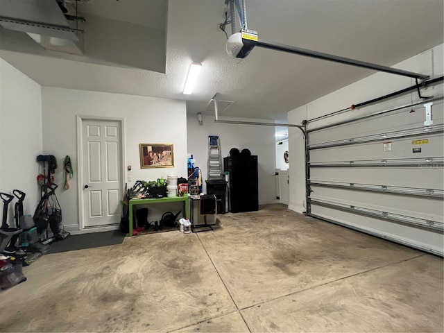 garage with a garage door opener