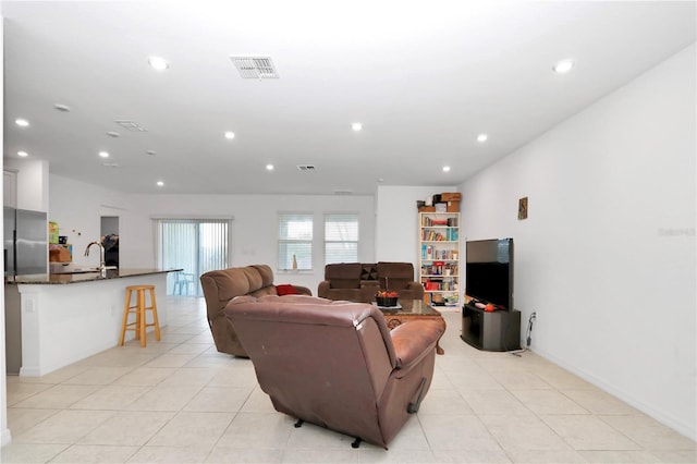 view of tiled living room