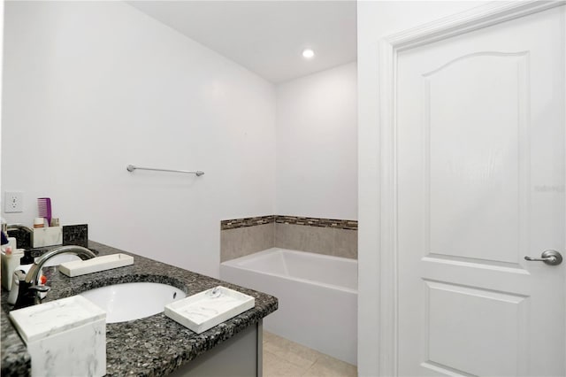 4313 SW 106th Pl, Ocala, FL 34476 - full bathroom featuring a bath, double vanity, tile patterned floors, and recessed lighting