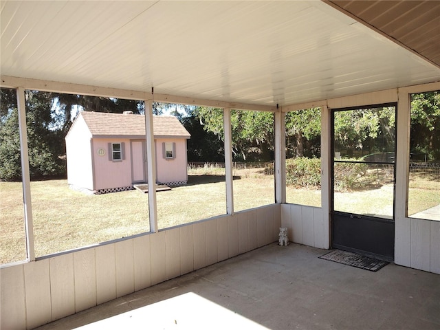 view of unfurnished sunroom