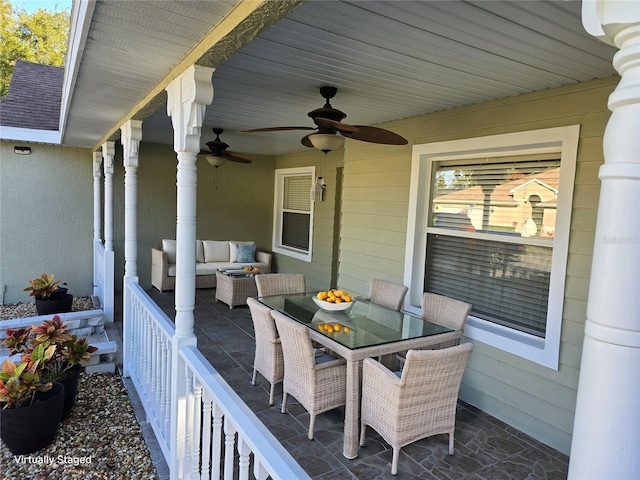 view of patio / terrace with ceiling fan