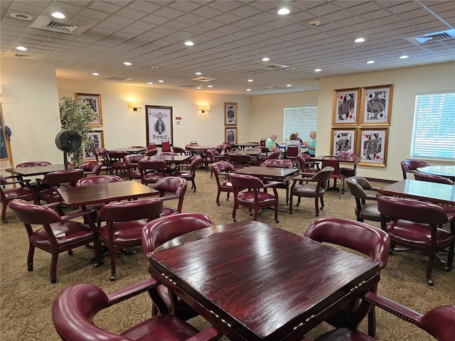 view of carpeted dining room