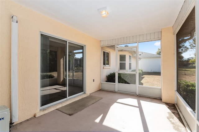 view of unfurnished sunroom