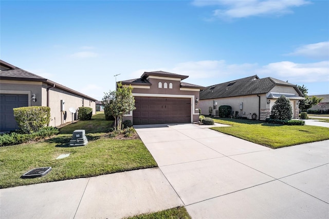 prairie-style home featuring a front lawn