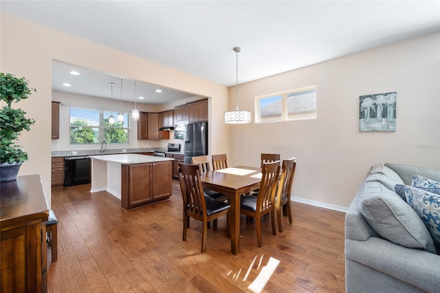 dining room with hardwood / wood-style flooring