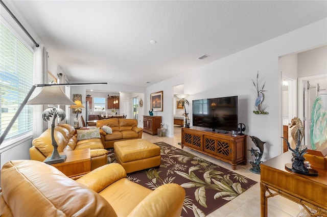 view of tiled living room