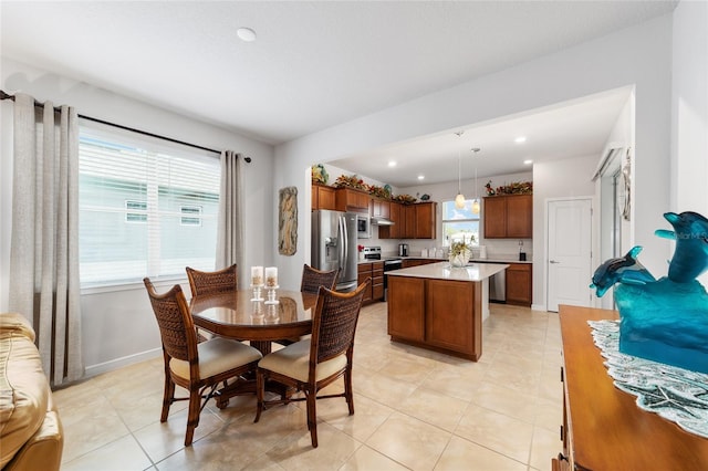 view of tiled dining space