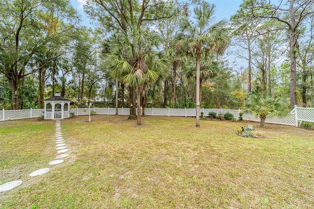 view of yard featuring a gazebo