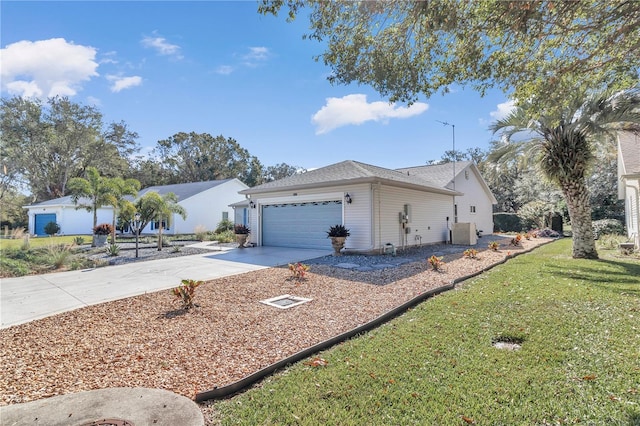 view of front of home with a front lawn and central AC unit