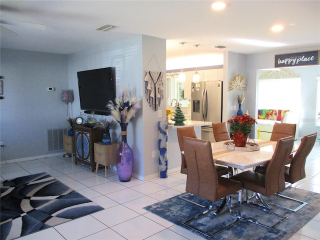 view of tiled dining room