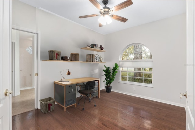 2843 W Elm Blossom St, Beverly Hills, FL 34465 - office space featuring dark wood finished floors and a ceiling fan