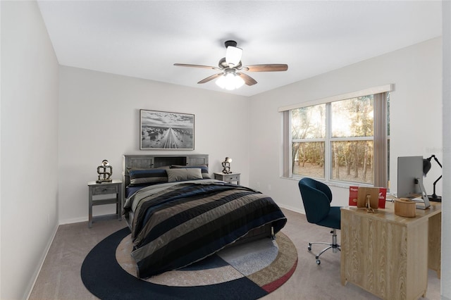 2843 W Elm Blossom St, Beverly Hills, FL 34465 - bedroom featuring light colored carpet, ceiling fan, and an office area