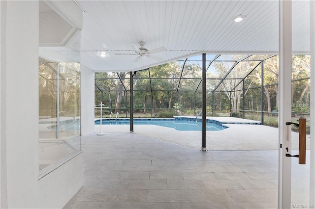 2843 W Elm Blossom St, Beverly Hills, FL 34465 - outdoor pool featuring a patio area, ceiling fan, and a lanai