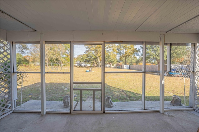 view of unfurnished sunroom