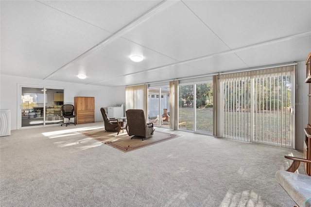 unfurnished living room with carpet floors and plenty of natural light