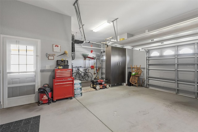 garage with a garage door opener