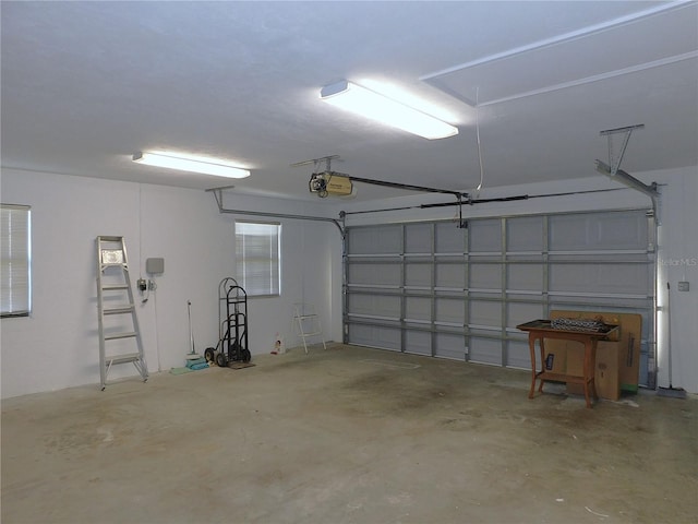 garage with a garage door opener