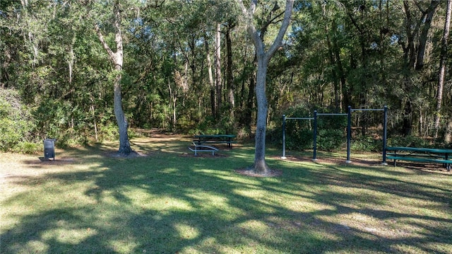 view of community featuring a lawn