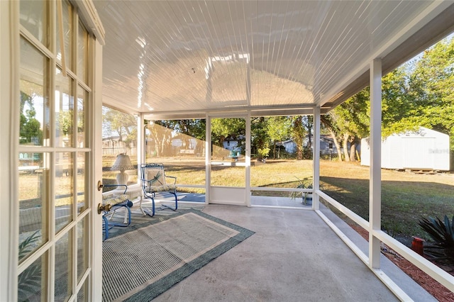 view of unfurnished sunroom