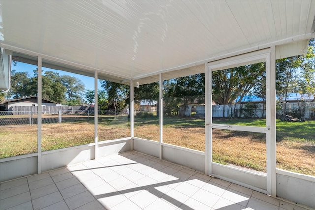 view of unfurnished sunroom