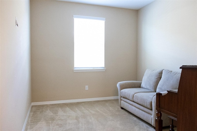 sitting room with light carpet