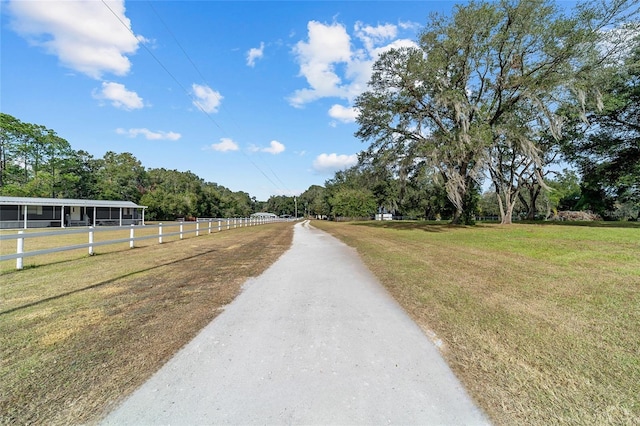 view of street with a rural view