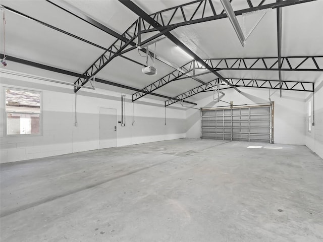 garage with a garage door opener