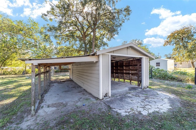 exterior space featuring a carport