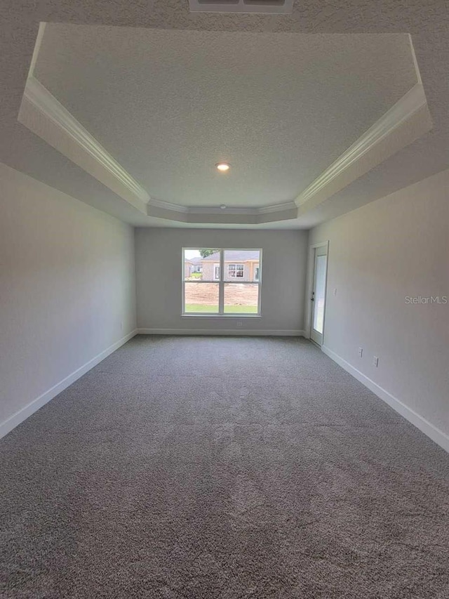 8309 SW 58th Ave, Ocala, FL 34476 - empty room with a raised ceiling, ornamental molding, a textured ceiling, and carpet