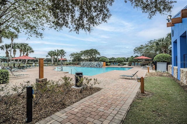 view of pool with a patio area