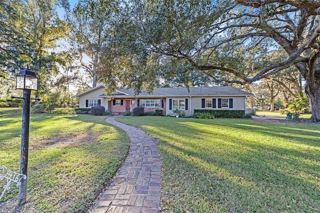 ranch-style house featuring a front yard