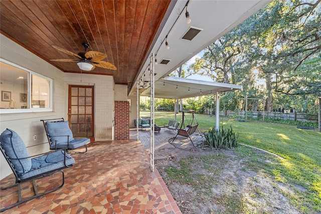 view of patio / terrace with ceiling fan