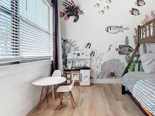 bedroom featuring light hardwood / wood-style flooring