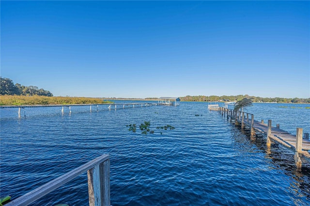 dock area featuring a water view