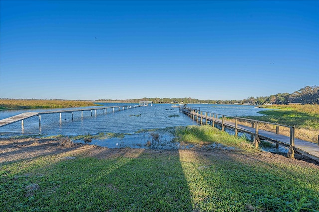 view of dock featuring a water view